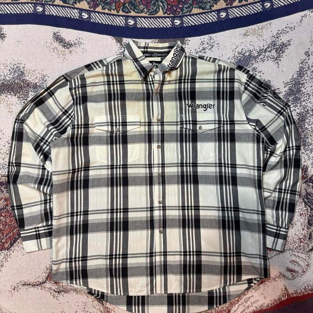 Wrangler Jack Daniel's Plaid Western Button Up Shirt L